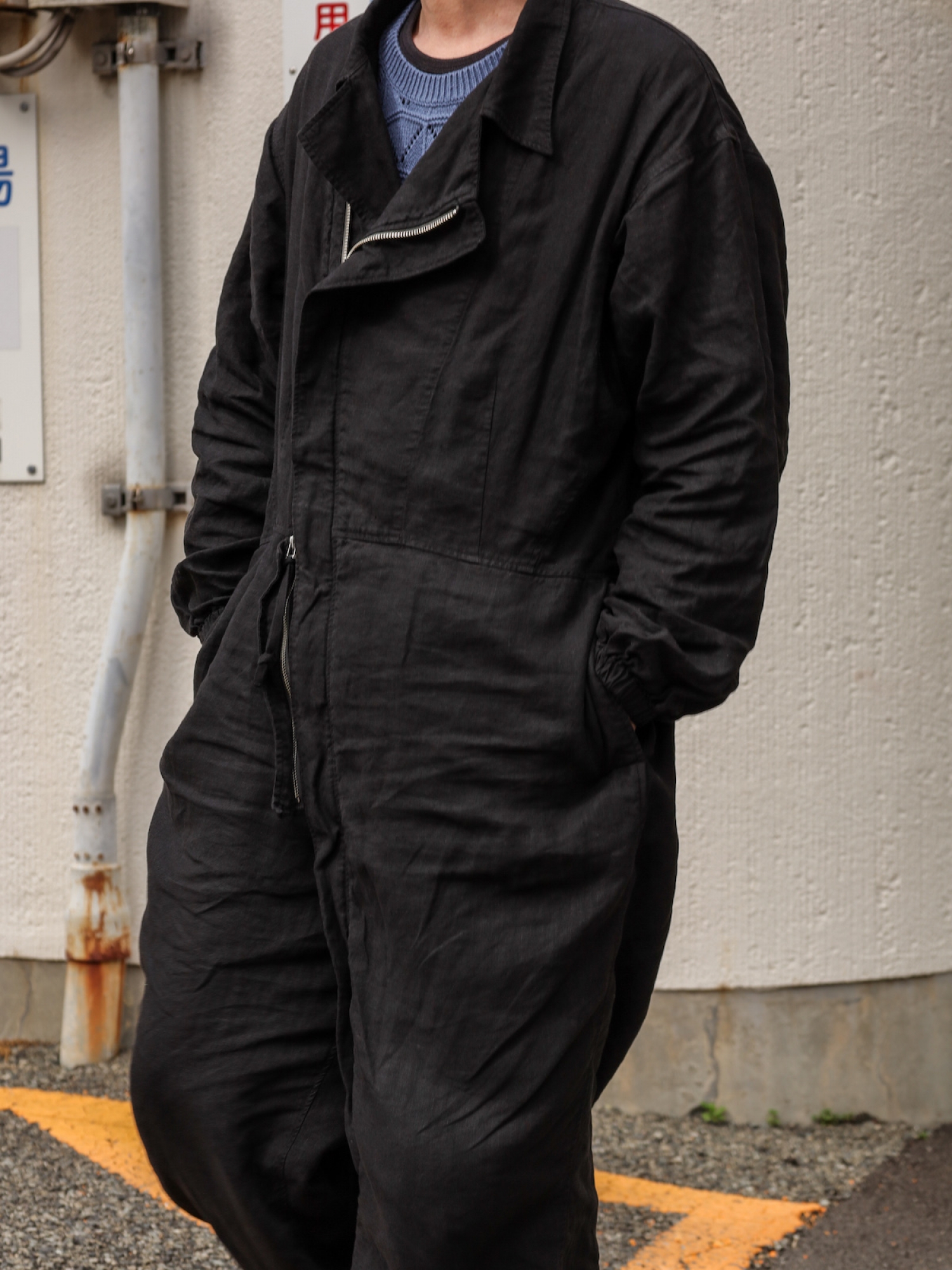 ANACHRONORM ブラックオーバーオール 02 ANACHRONORM AN012 / TAPERED OVERALLS / BLACK | FLATBUSH