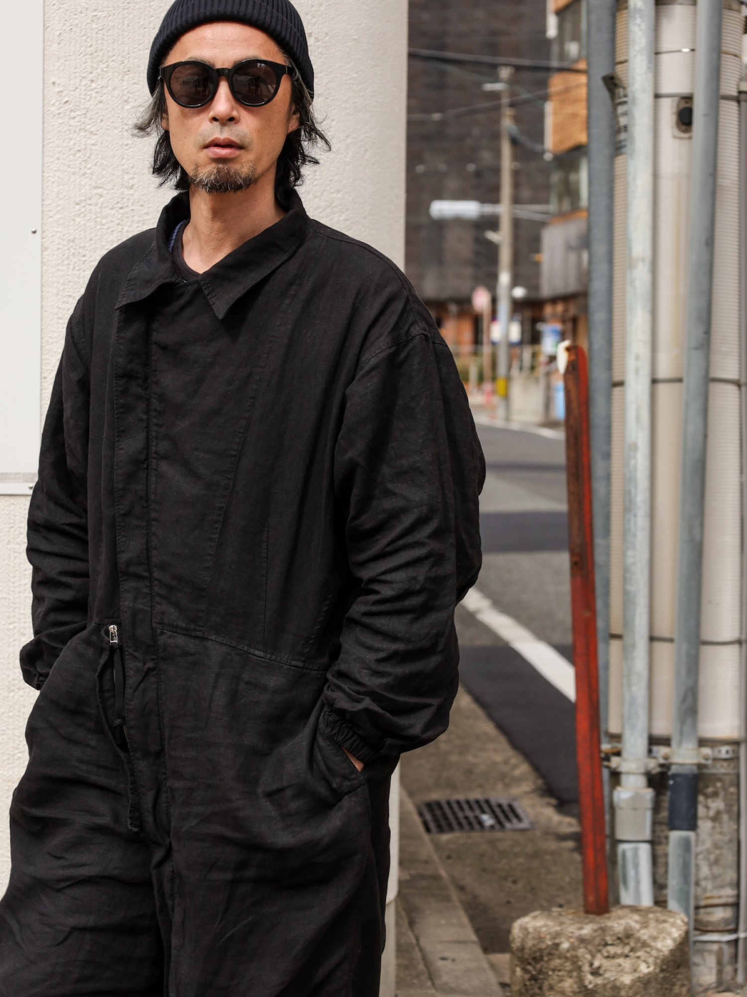 ANACHRONORM HELICREW COVERALL ブラック 03 L ANACHRONORM HELICREW MECHANIC COVERALL / Black | FLATBUSH