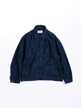 SULFUR DYED LINEN UTILITY JACKET / Navy