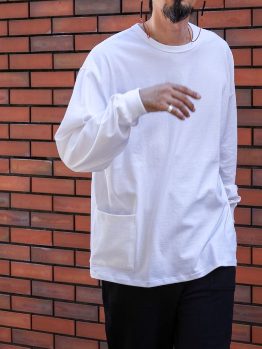 organicsta 7.3oz ORGANIC COTTON L/S POCKET TEE / White