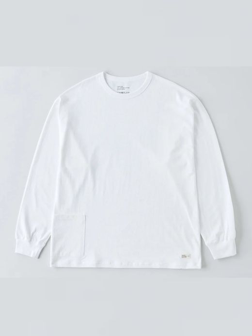 organicsta 7.3oz ORGANIC COTTON L/S POCKET TEE / White