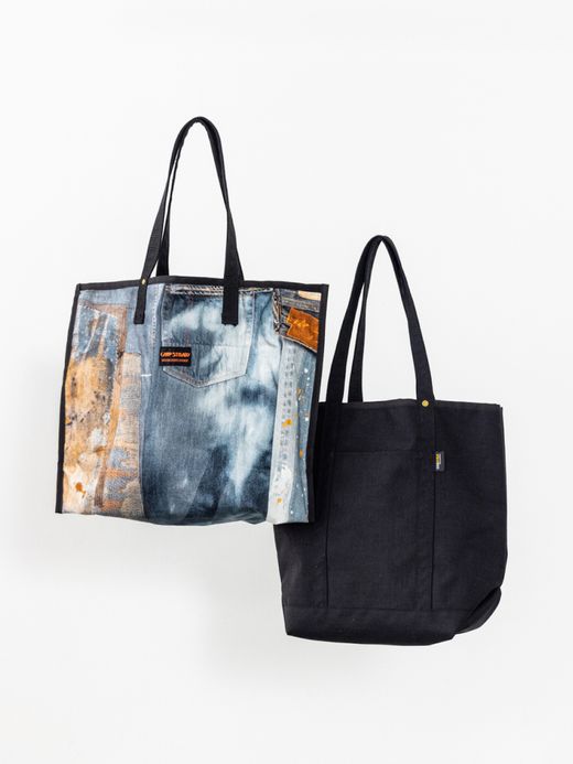ANACHRONORM REVERSIBLE CAMP STEADY TOTE BAG / Black×indigo
