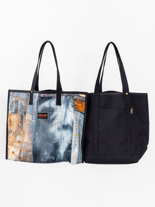 ANACHRONORM REVERSIBLE CAMP STEADY TOTE BAG / Black×indigo