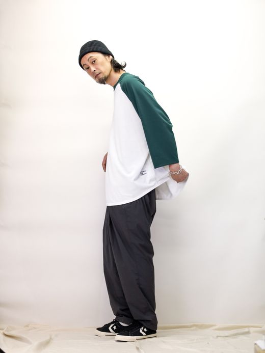 S.F.C RAGLAN BASEBALL TEE / White/green