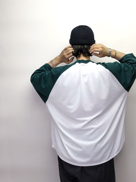 S.F.C RAGLAN BASEBALL TEE / White/green