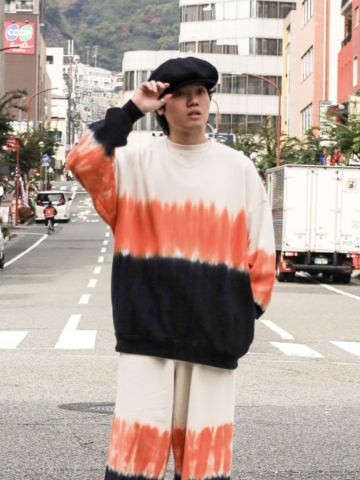 AMBERGLEAM TIE DYE PILE PULLOVER / Orange