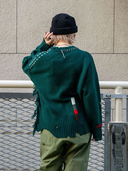 VOO FRINGE CREW(DAMAGED/CUSTOMIZED) / Green