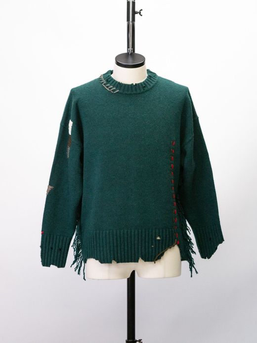 VOO FRINGE CREW(DAMAGED/CUSTOMIZED) / Green