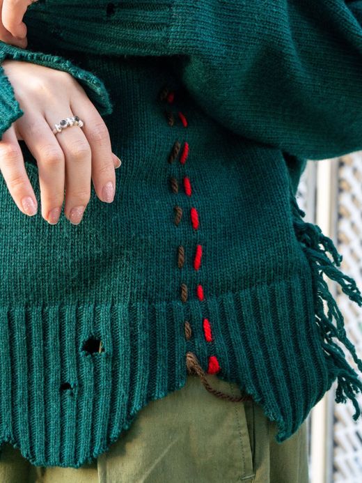 VOO FRINGE CREW(DAMAGED/CUSTOMIZED) / Green