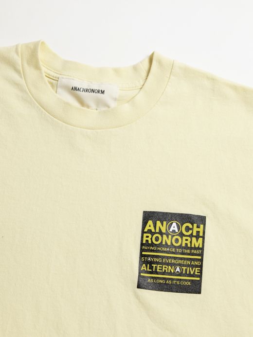 ANACHRONORM STICKER MOTIF PRINTED S/S T-S / Beige