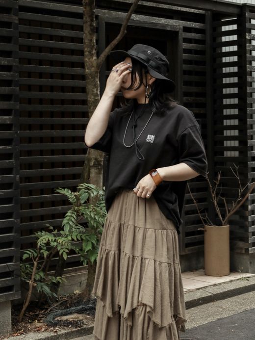 ANACHRONORM EMBROIDERY DAMAGED S/S T-S / Black