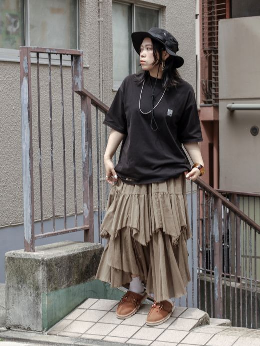 ANACHRONORM EMBROIDERY DAMAGED S/S T-S / Black