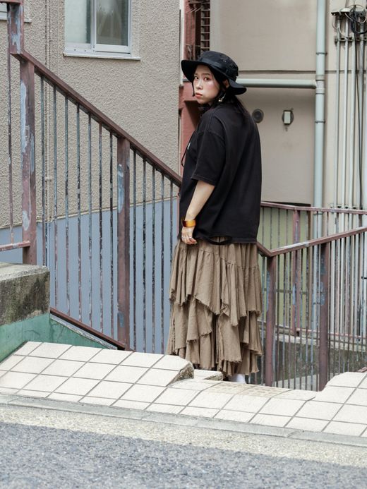 ANACHRONORM EMBROIDERY DAMAGED S/S T-S / Black