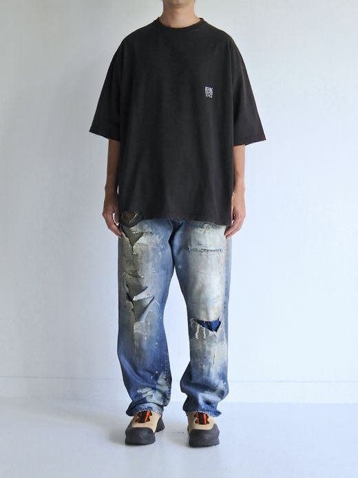 ANACHRONORM EMBROIDERY DAMAGED S/S T-S / Black