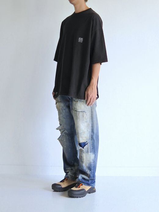 ANACHRONORM EMBROIDERY DAMAGED S/S T-S / Black
