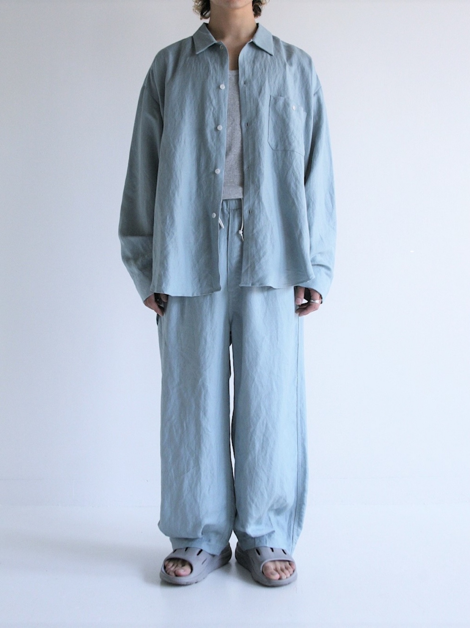 ANACHRONORM RAYON ReSIZE LONG SHIRTS / Sax | FLATBUSH