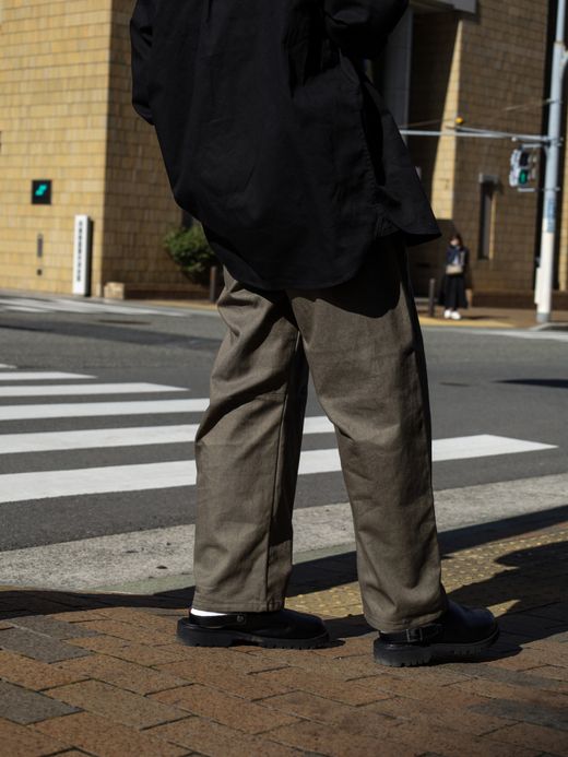 Audience ヴィンテージツイル 1タック カーヴドイージーパンツ / Army brown