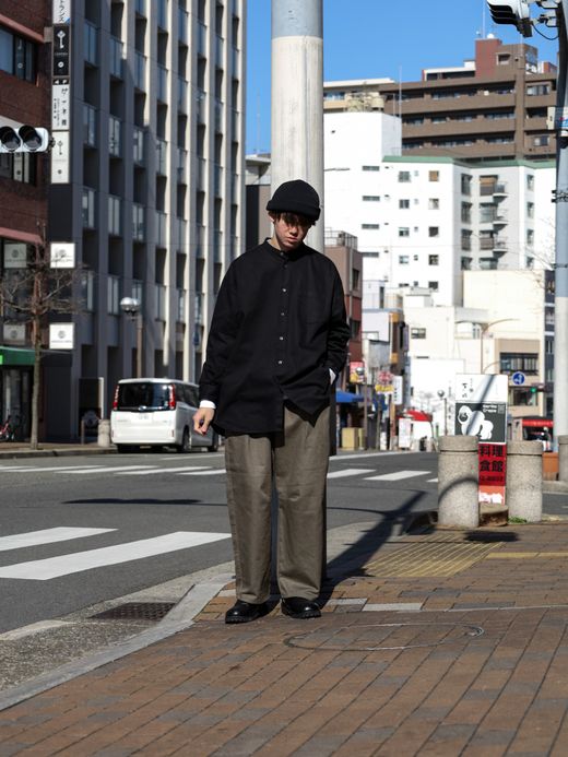 Audience ヴィンテージツイル 1タック カーヴドイージーパンツ / Army brown