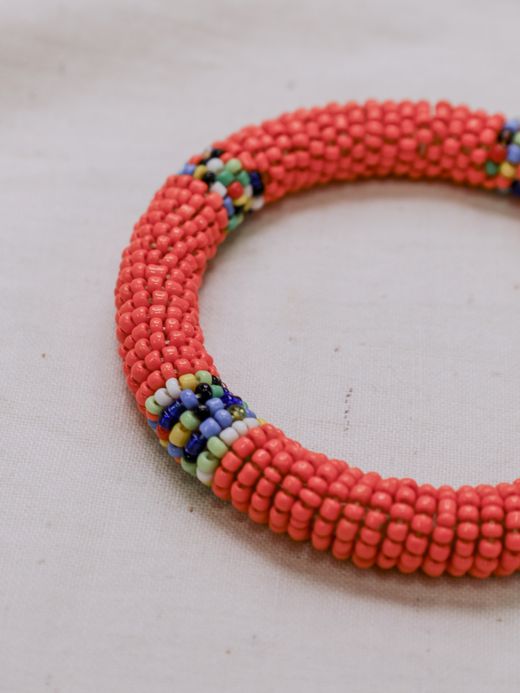 ing VINTAGE VIBRANT AMERICAN STYLE SEED BEADS WRAPPED BANGLES 80'S  /  2colors