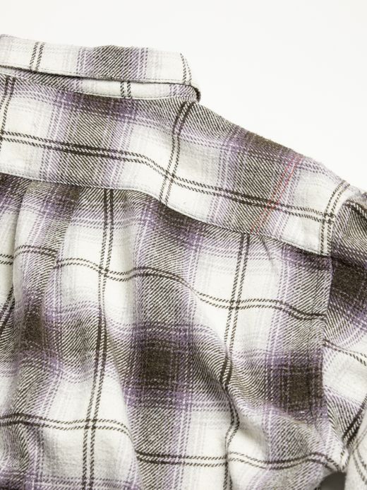 ANACHRONORM OMBRE CHECK DAMAGED WIDE FLANNEL SHIRTS / Purple×black