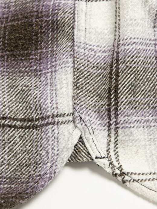 ANACHRONORM OMBRE CHECK DAMAGED WIDE FLANNEL SHIRTS / Purple×black