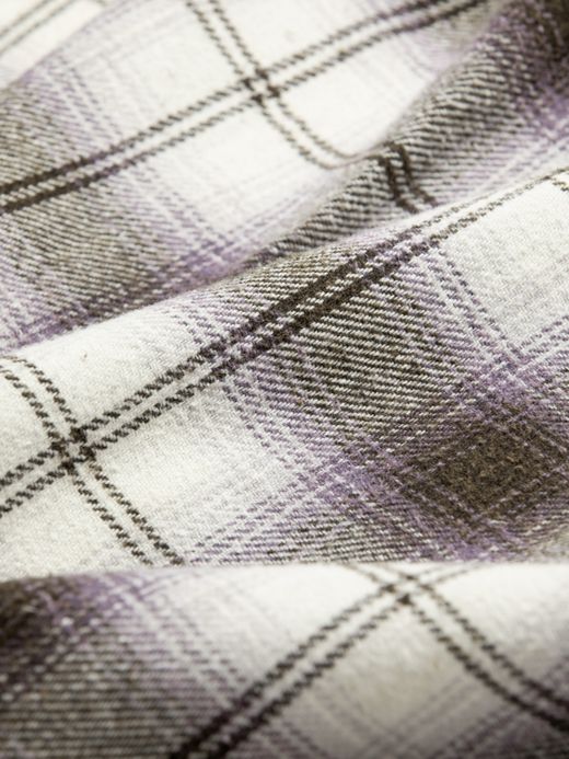ANACHRONORM OMBRE CHECK DAMAGED WIDE FLANNEL SHIRTS / Purple×black
