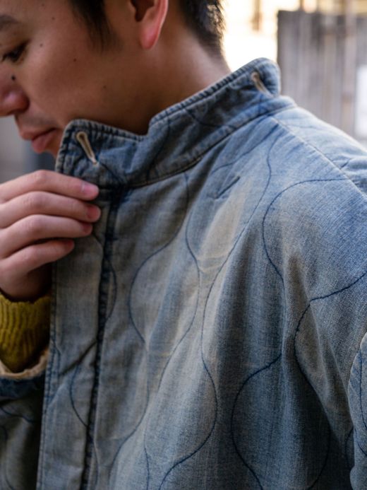 ANACHRONORM QUILTING FISH TAIL COAT / Indigo aging wash