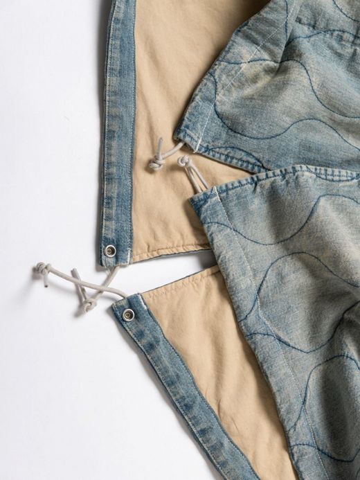 ANACHRONORM QUILTING FISH TAIL COAT / Indigo aging wash