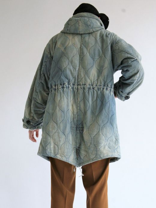 ANACHRONORM QUILTING FISH TAIL COAT / Indigo aging wash