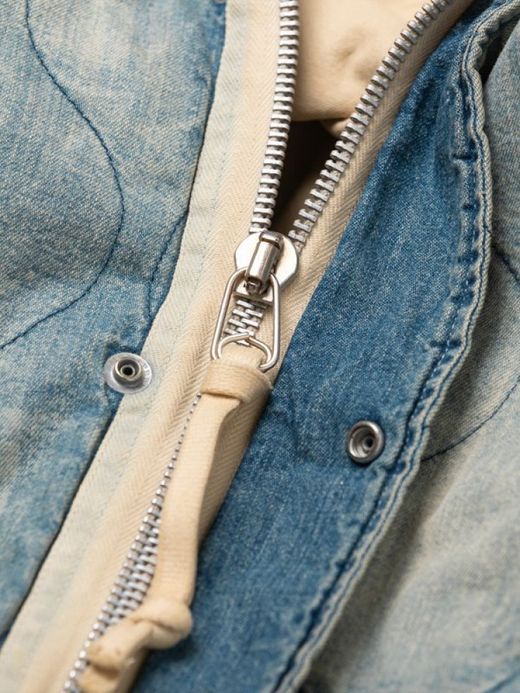 ANACHRONORM QUILTING FISH TAIL COAT / Indigo aging wash