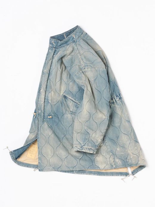 ANACHRONORM QUILTING FISH TAIL COAT / Indigo aging wash
