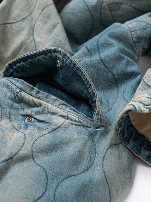 ANACHRONORM QUILTING FISH TAIL COAT / Indigo aging wash