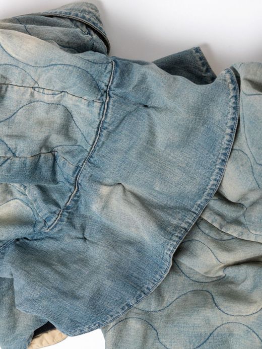 ANACHRONORM QUILTING FISH TAIL COAT / Indigo aging wash