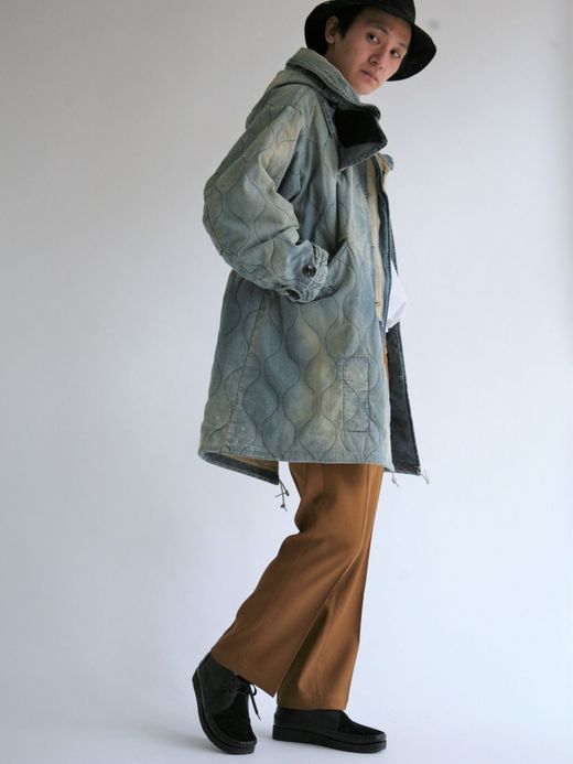 ANACHRONORM QUILTING FISH TAIL COAT / Indigo aging wash