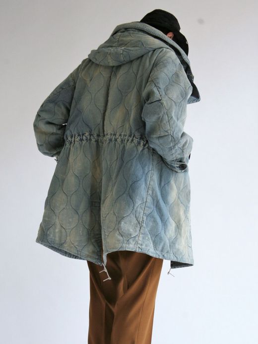 ANACHRONORM QUILTING FISH TAIL COAT / Indigo aging wash