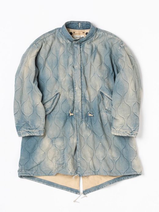 ANACHRONORM QUILTING FISH TAIL COAT / Indigo aging wash