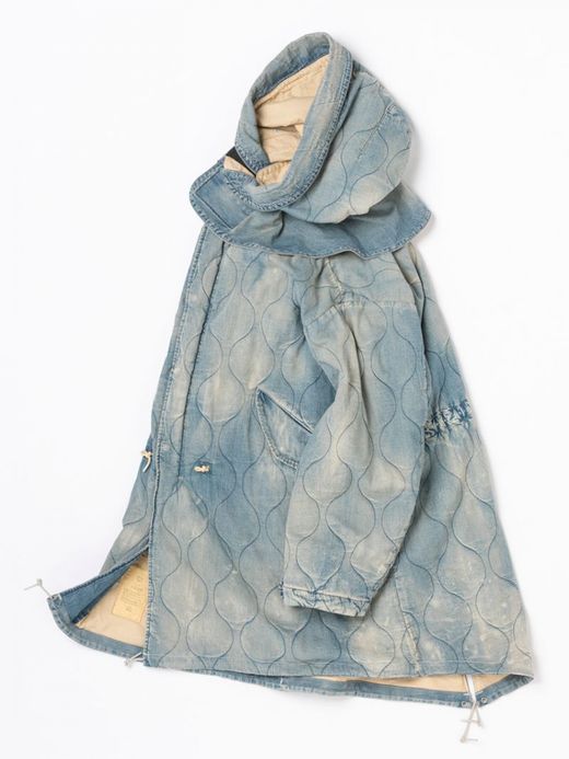 ANACHRONORM QUILTING FISH TAIL COAT / Indigo aging wash