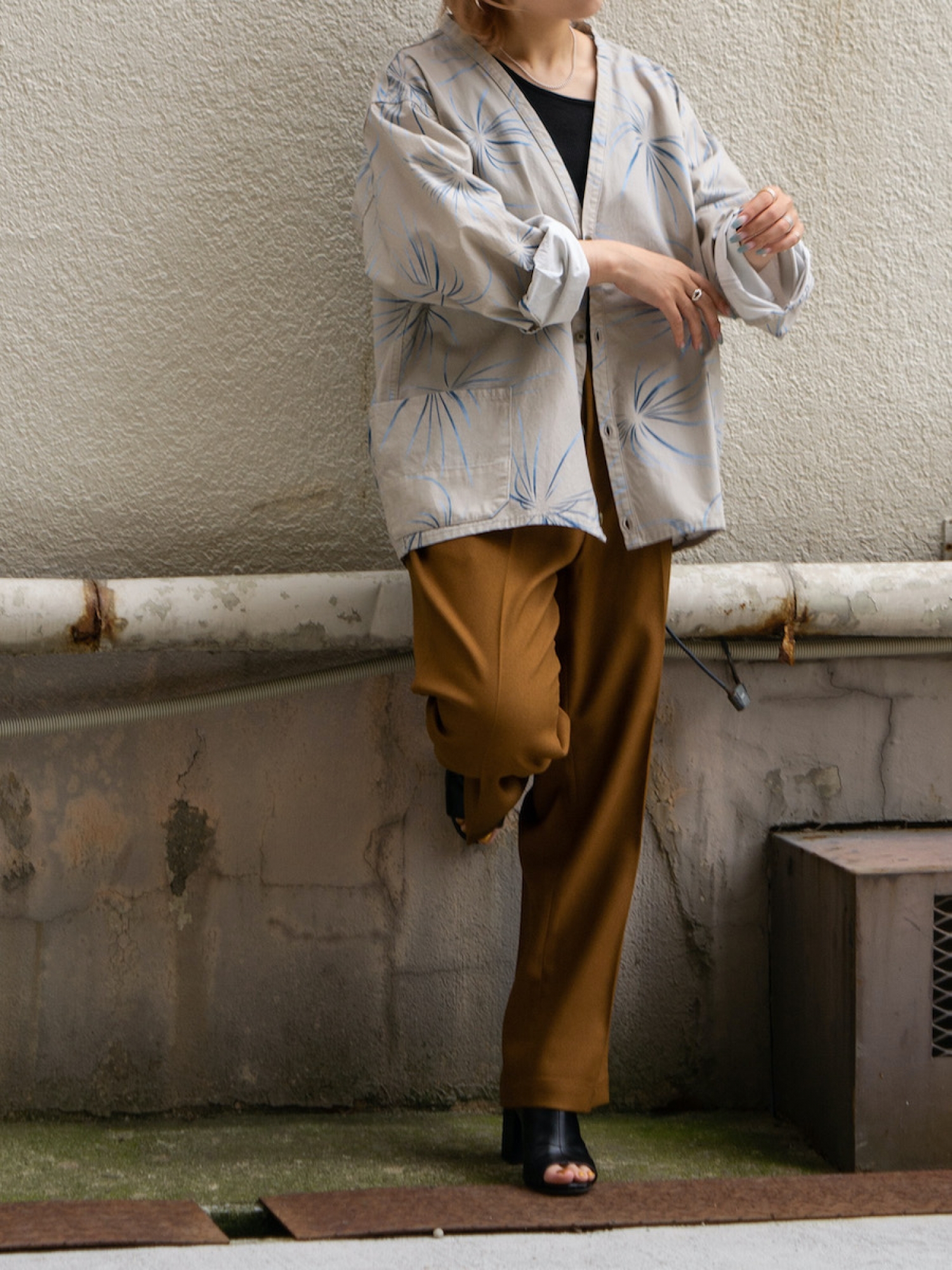 ANACHRONORM FIREWORKS SHIRT CARDIGAN / Natural | FLATBUSH ANACHRONORM FIREWORKS SHIRT CARDIGAN / Natural | FLATBUSH