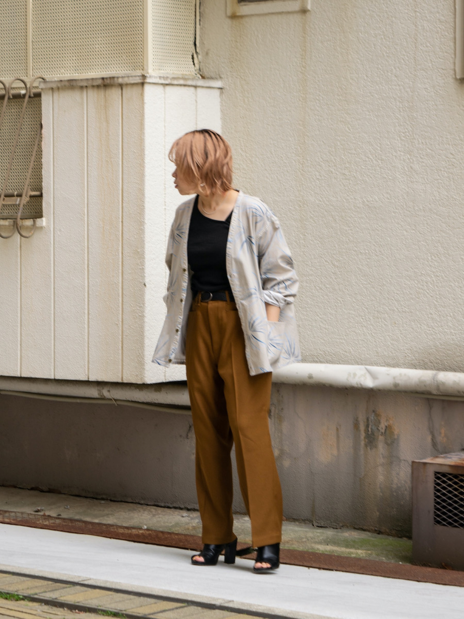 ANACHRONORM FIREWORKS SHIRT CARDIGAN / Natural | FLATBUSH ANACHRONORM FIREWORKS SHIRT CARDIGAN / Natural | FLATBUSH