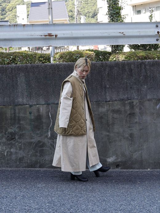 AMBERGLEAM STAND COLLAR TRENCH COAT / Light beige