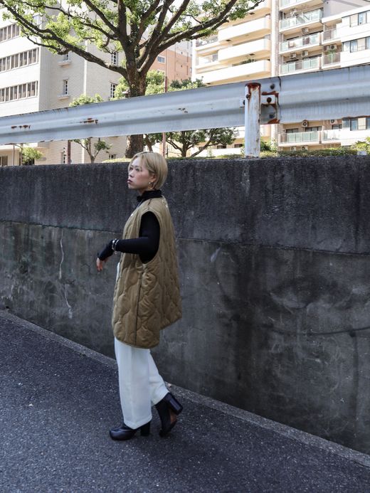 AMBERGLEAM STAND COLLAR TRENCH COAT / Light beige