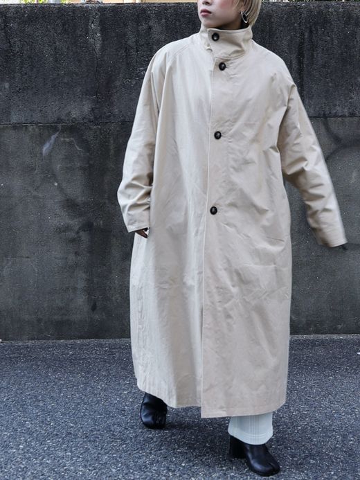 AMBERGLEAM STAND COLLAR TRENCH COAT / Light beige