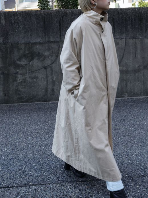 AMBERGLEAM STAND COLLAR TRENCH COAT / Light beige