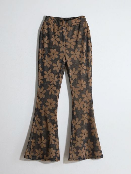 AMBERGLEAM FLOWER CUT FLARE PANTS / 2colors