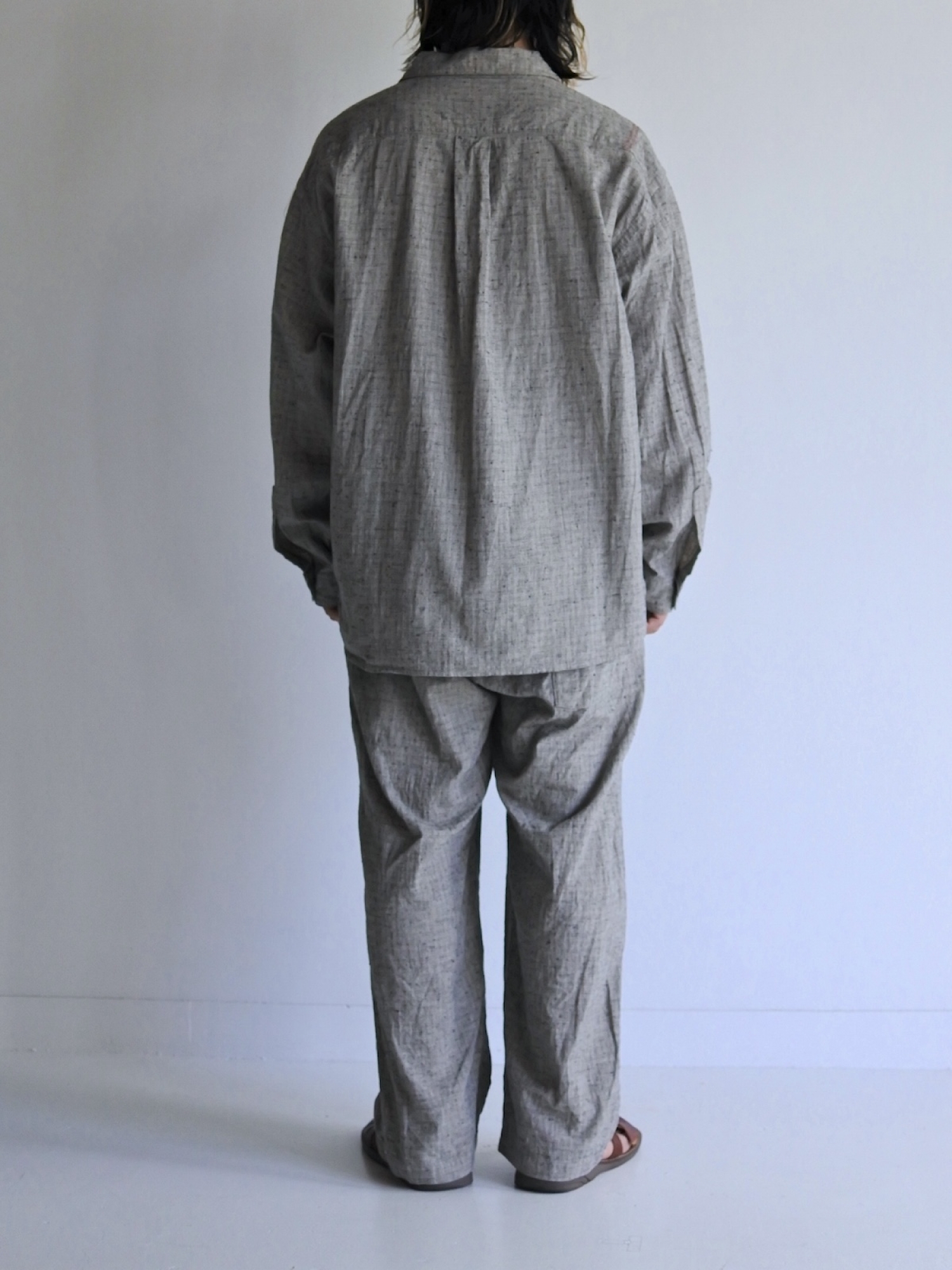 ANACHRONORM LINEN PLAID WIDE SHIRTS / Gray | FLATBUSH