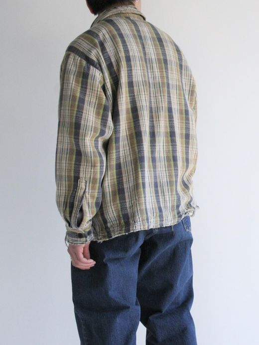 ANACHRONORM HEAVY TWILL DAMAGE CPO SHIRTS JACKET / Navy×blue