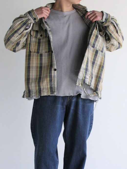 ANACHRONORM HEAVY TWILL DAMAGE CPO SHIRTS JACKET / Navy×blue