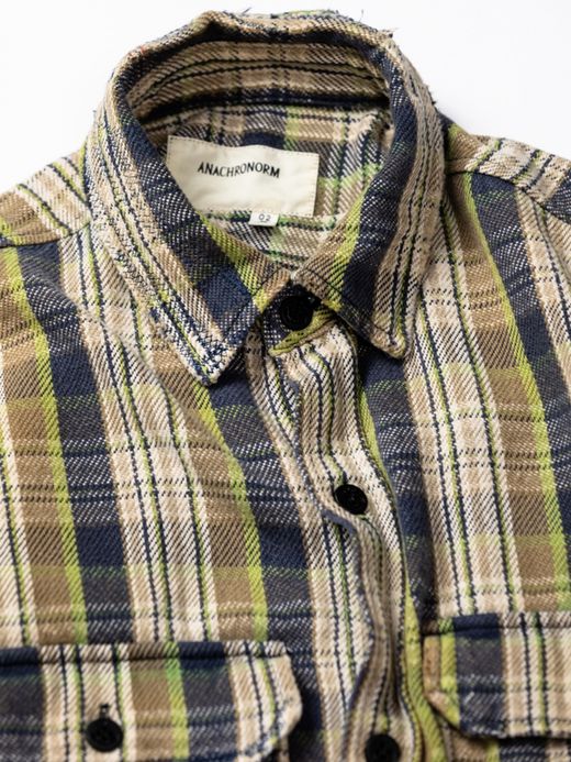 ANACHRONORM HEAVY TWILL DAMAGE CPO SHIRTS JACKET / Navy×blue