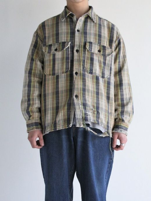 ANACHRONORM HEAVY TWILL DAMAGE CPO SHIRTS JACKET / Navy×blue
