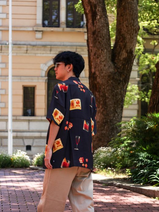 ROARK REVIVAL GONZO "NEGRONI&DICE" S/S WOVEN - COMFORT FIT / Black